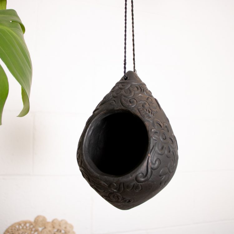 Black terracotta bird house | TradeAid