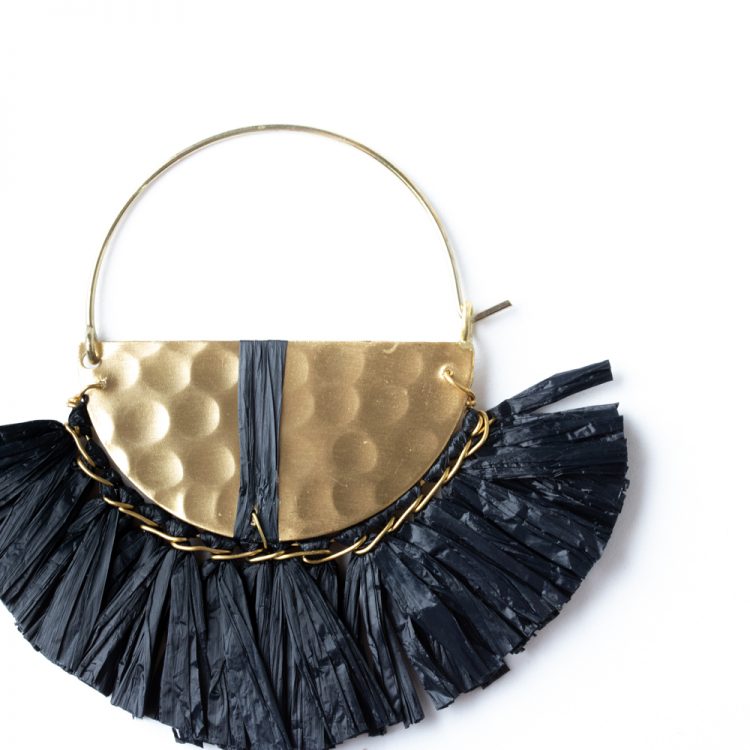 Black raffia earrings | Gallery 2 | TradeAid