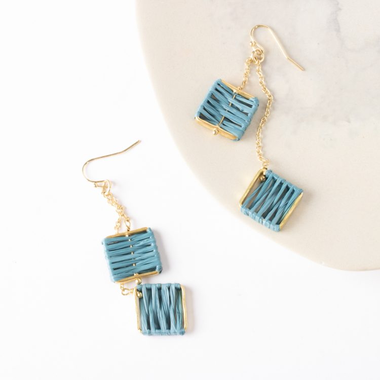 Blue square earrings | Gallery 1 | TradeAid