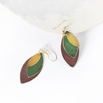 Brass leaves earrings | TradeAid