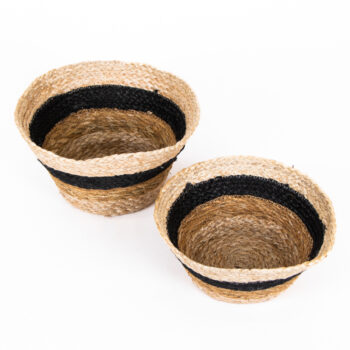 Black and natural striped bowls (set of 2) | Gallery 2