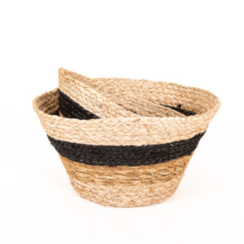 Set of 2 – black beni and natural striped bowls | TradeAid
