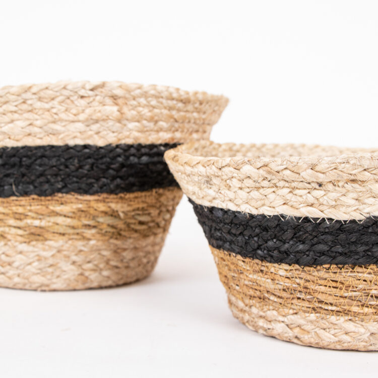 Set of 2 – black beni and natural striped bowls | Gallery 1 | TradeAid