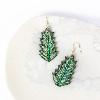 Embroidered leaf earrings | Gallery 1 | TradeAid