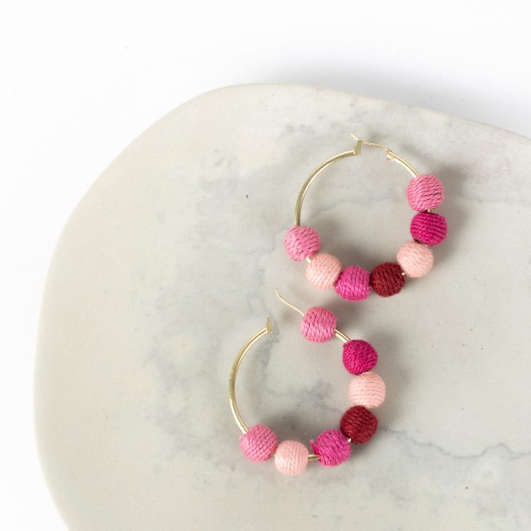 Pink beaded hoop earrings | TradeAid