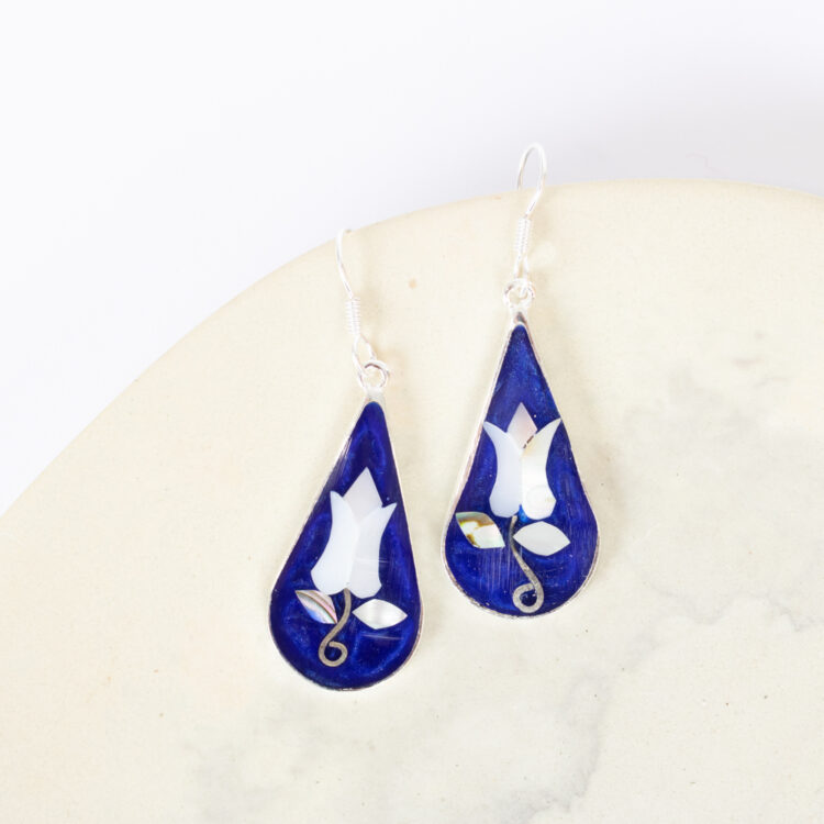 Blue tulip earrings