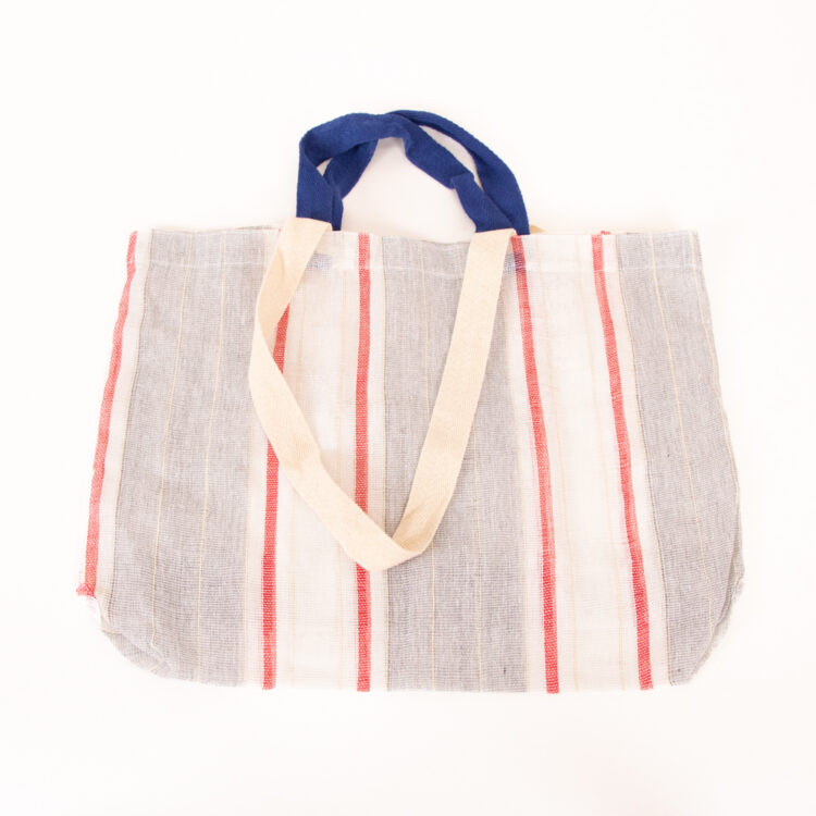Grey and red striped shopper