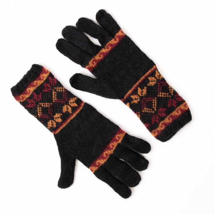 Black alpaca blend gloves
