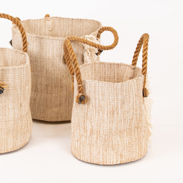 Jute fringe baskets (set of three) | Gallery 1