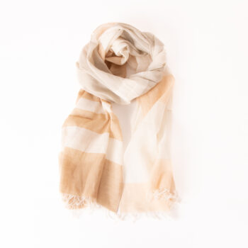 Beige stripe cotton scarf