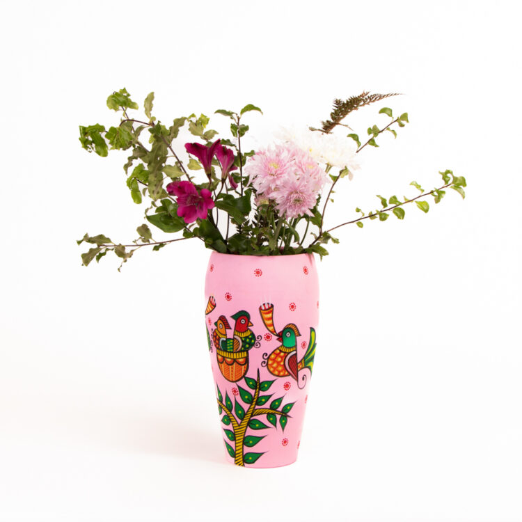 Pink bird vase