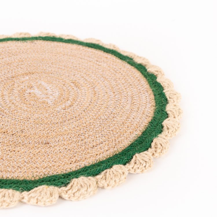 Jute placemat with green border | Gallery 1
