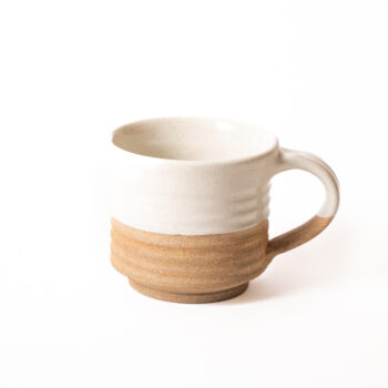 Grooved stoneware mug