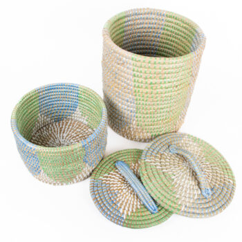 Set of 2 – blue and green lidded baskets | Gallery 1 | TradeAid