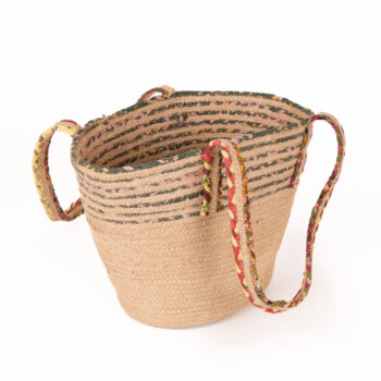Striped jute and recycled sari shopper | TradeAid