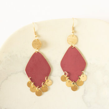 Brushed red and gold earrings | Gallery 1 | TradeAid