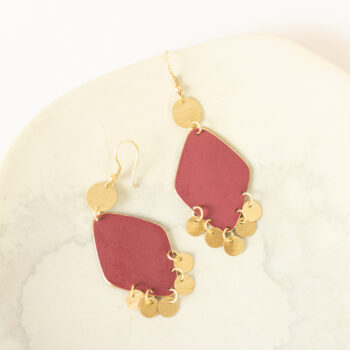 Brushed red and gold earrings