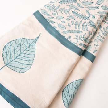Blue leaf round tablecloth | TradeAid