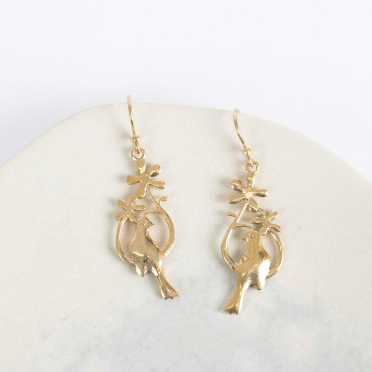 Golden bird earrings