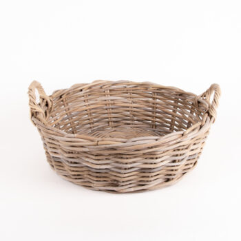 Round grey rattan basket