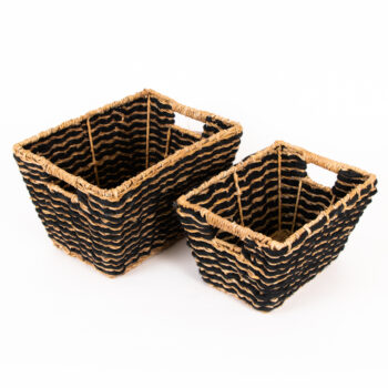 Set of 2 – black and natural hogla baskets | TradeAid