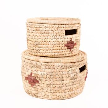 Set of 2 – round lidded baskets