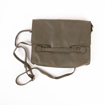 Military green leather satchel