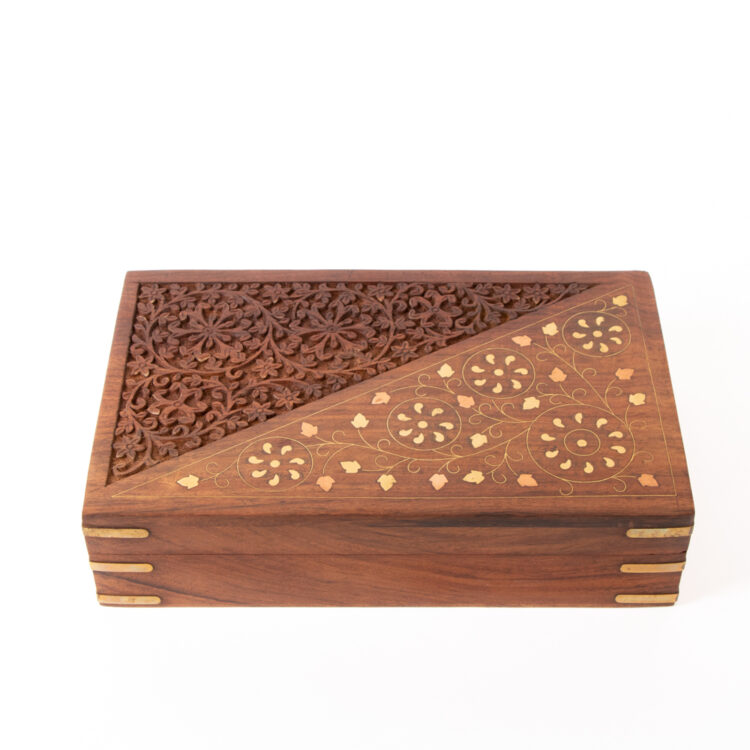 Floral and brass sheesham box