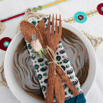 Coconut wood cutlery set