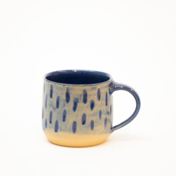 Blue etched stoneware mug