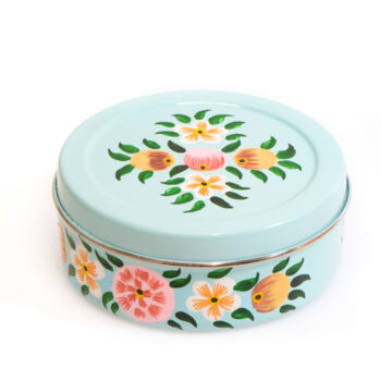 Floral stainless steel container