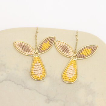 Yellow glass bead earring