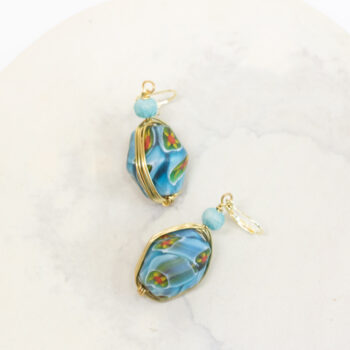 Blue bead earrings