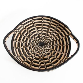 Black and white woven tray