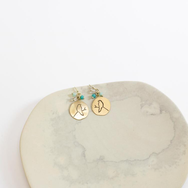 Brass bird earrings | Gallery 2