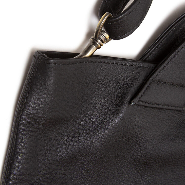 Black leather handbag with curved handles | Gallery 2