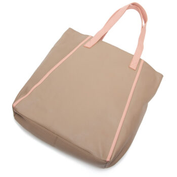 Fawn and pink leather tote