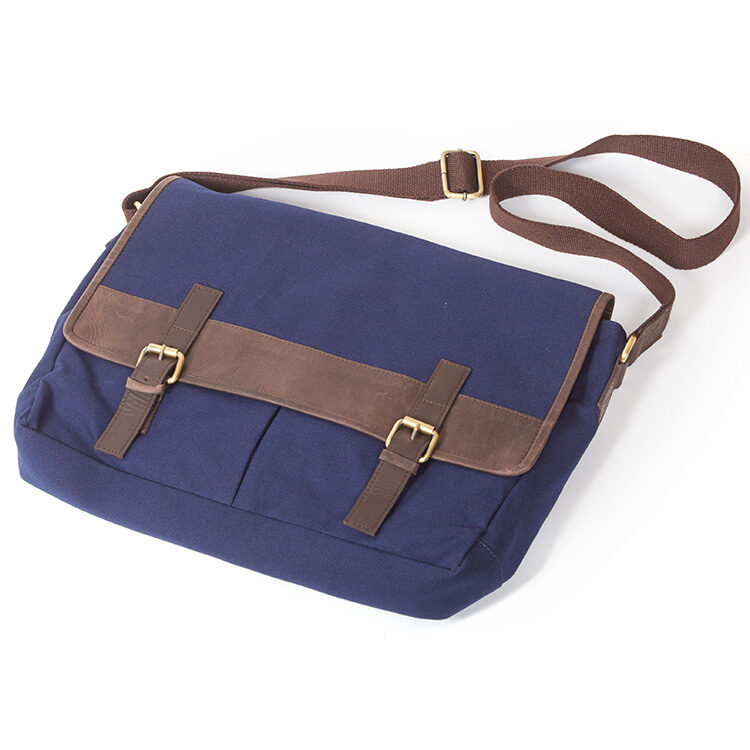 Royal blue canvas satchel