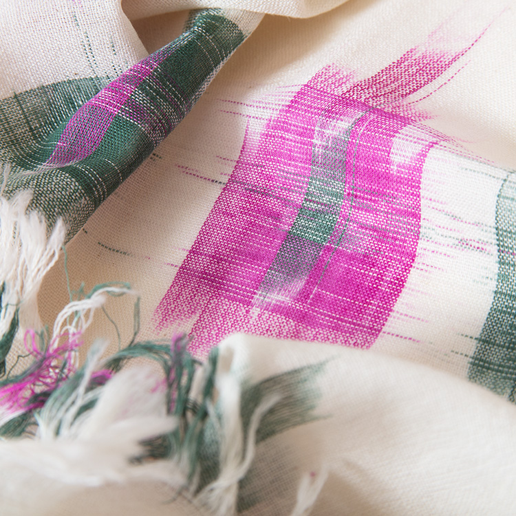 Magenta and pine ikat scarf | Gallery 2