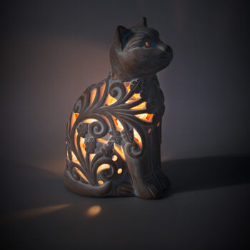 Terracotta cat tealight holder
