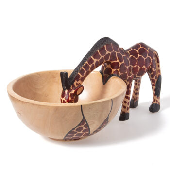 Wooden giraffe bowl