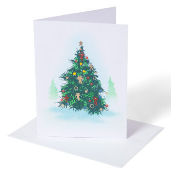 Christmas tree watercolour card