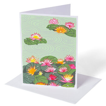 Pink  orange lotus pond card