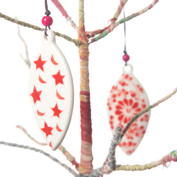 Red ceramic christmas ornament