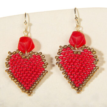 Glass beads heart earrings