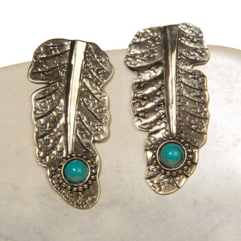 Brass feather earrings