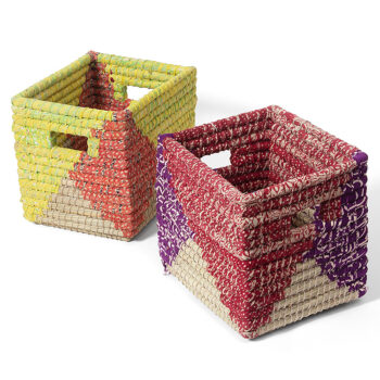 Recycled sari magazine basket